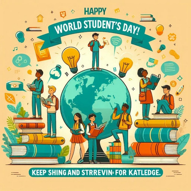 Design For Happy World Student Day Celebration