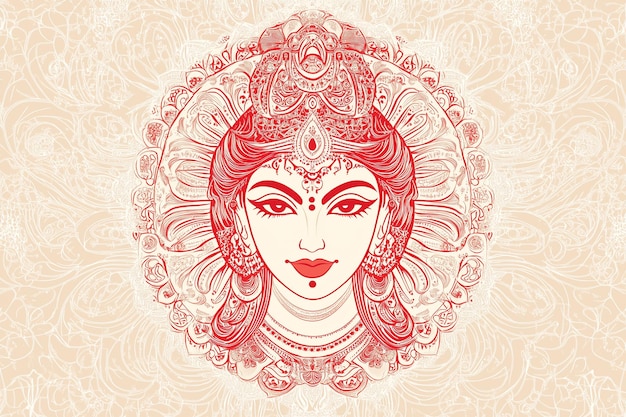 Photo design a illustration of goddess durga s face indian hindu religious festival