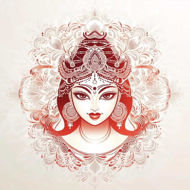 Photo design a illustration of goddess durga s face indian hindu religious festival