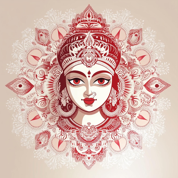 Photo design a illustration of goddess durga s face indian hindu religious festival