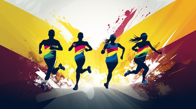 Design an image that showcases Colombian athletes with their flag