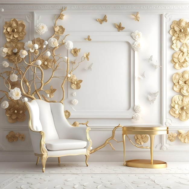 Design interior wall render luxury decorative