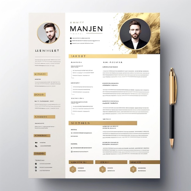 Design A Modern CV Template Golden And White Them