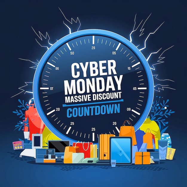 A Design Of nCyber Monday Massive Discount Countdown