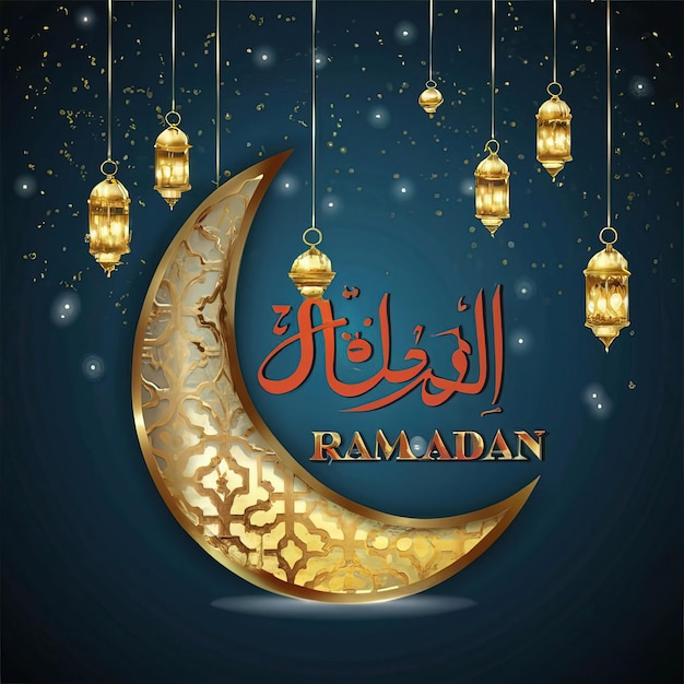 Photo a design for ramadan 3d crescent is shining with sold background