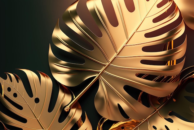 Design resource for the background golden monstera leaves