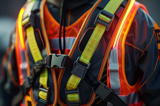 Design safety vests with adjustable straps and mul generative ai