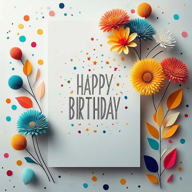 Photo design a simple birthday greeting card with white space and happy birthday message