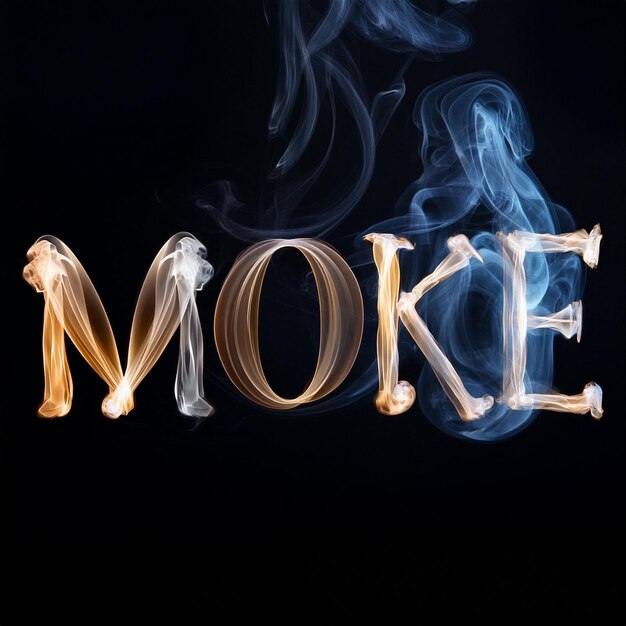 Photo design a smoke text effect where letters appear as if they are made from soft swirling smoke