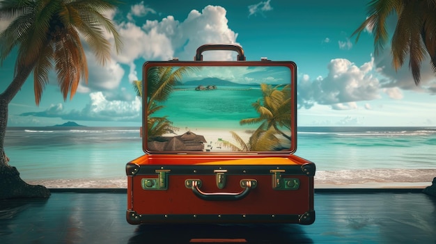 Design stock photo with banner showcasing vacation travel time