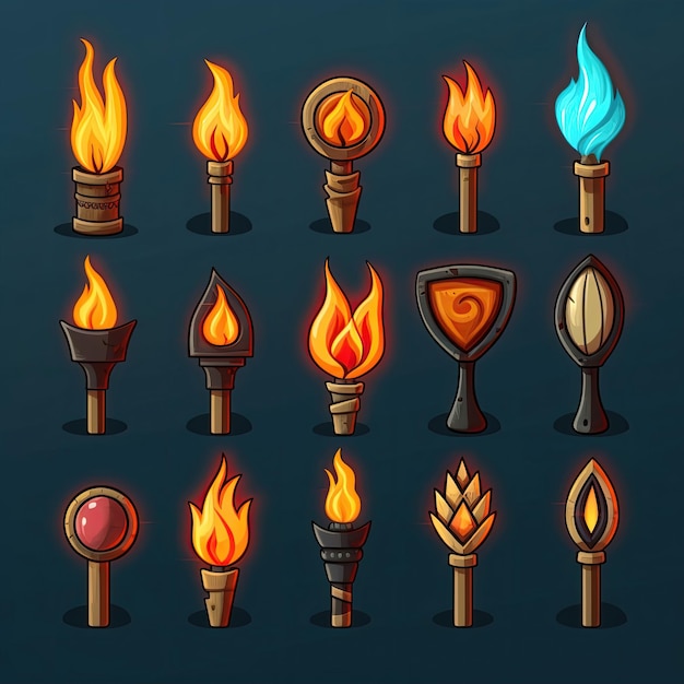 design torch fire game ai generated flare sign sport glow flaming winner design torch fire game illustration