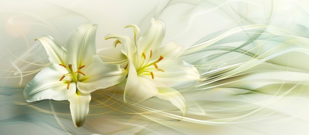 Design of white lily with a hint of yellow