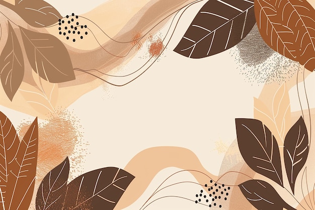 Photo a design with leaves and a background of a brown and gold color