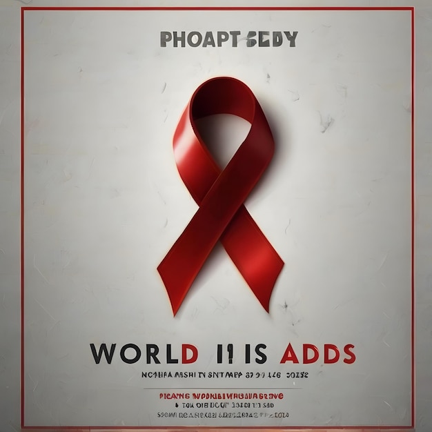 Design for World AIDS Day banner the red ribbon is a sign of unity among HIVpositive people paper