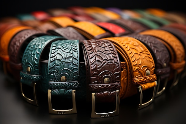 Photo designer belts isolated on transparent background