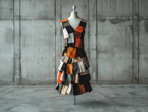 Photo designer creating upcycled fashion pieces from reclaimed materials showcasing sustainable design