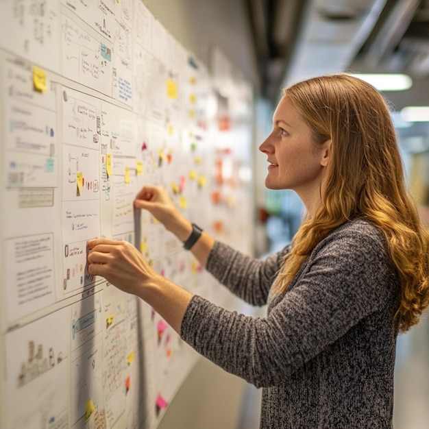 A designer evaluating and updating journey maps based on changes in user behavior and feedback