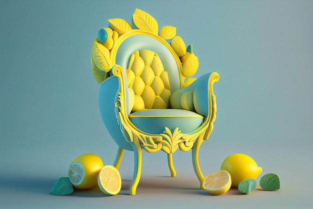 Designer soft armchair stylish limon illustration Generative AI