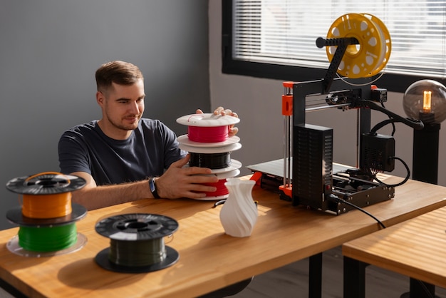 Designer using a 3d printer