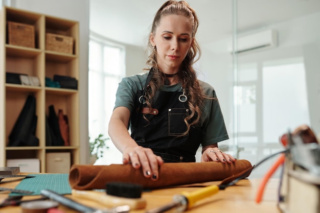 Designer Working with Leather