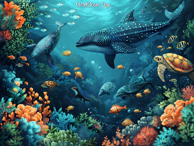 Designing the Depths Creating a Masterpiece Vector Art and Illustration for World Ocean Day