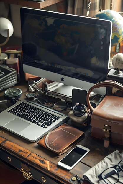 Desk Arrangement With Devices And Items