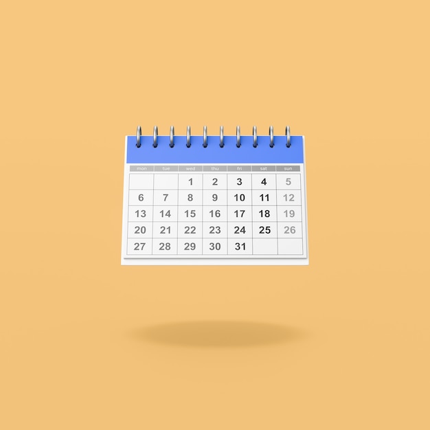 Desk Calendar on Orange Background