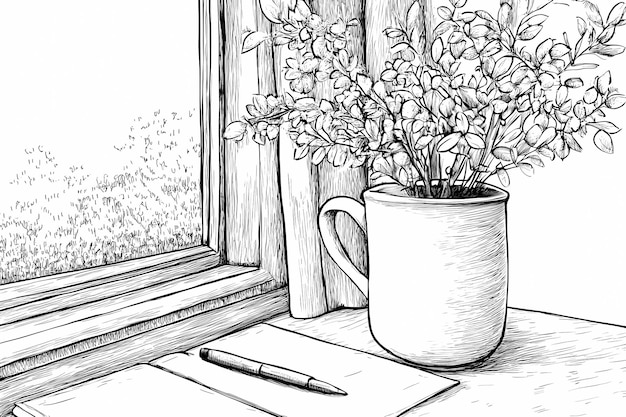 Photo desk coloring page for stress relief and creativity coloring book for adults coloring book for kid