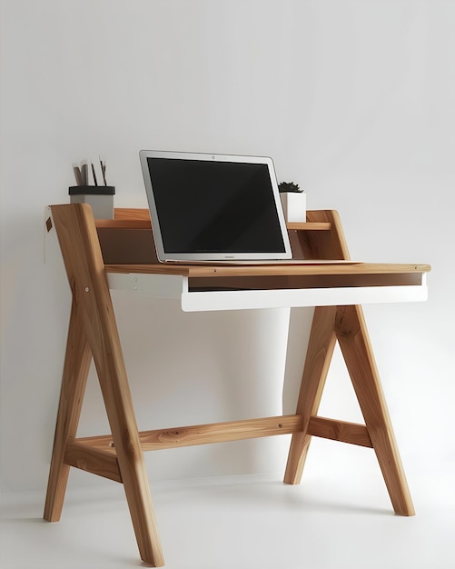 Desk Concept With White Laptop