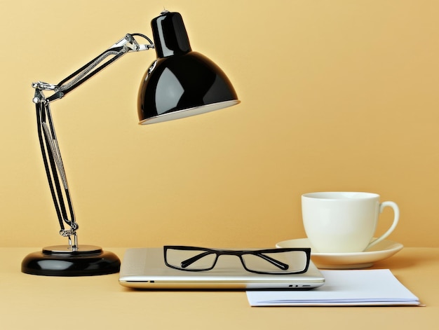 Photo desk lamp and workspace