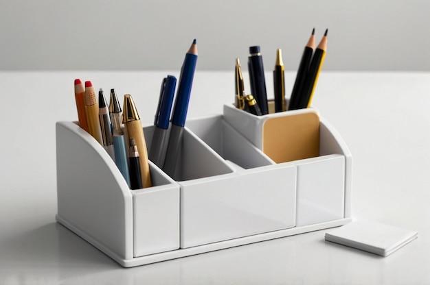 Photo desk organizer with compartments for stationery