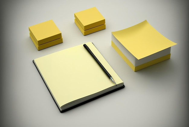 Desk tape notebook post it copy template