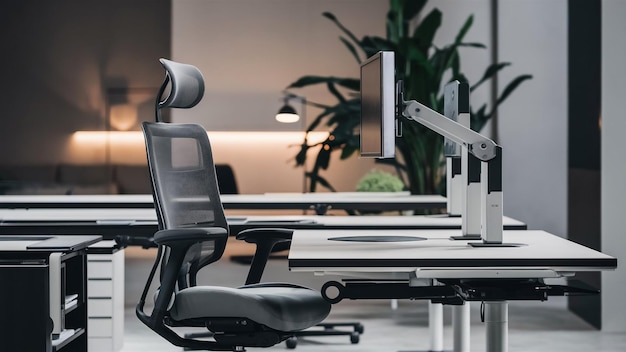 a desk with a chair that says  office  on it