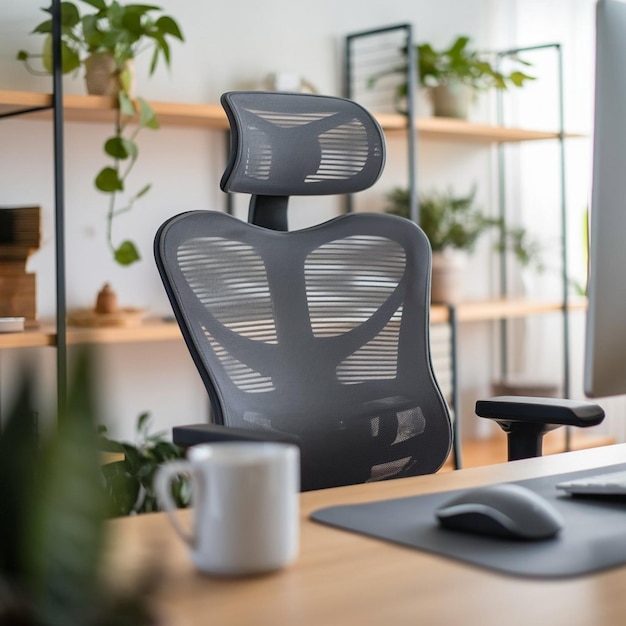 Photo a desk with a computer and a mouse on it