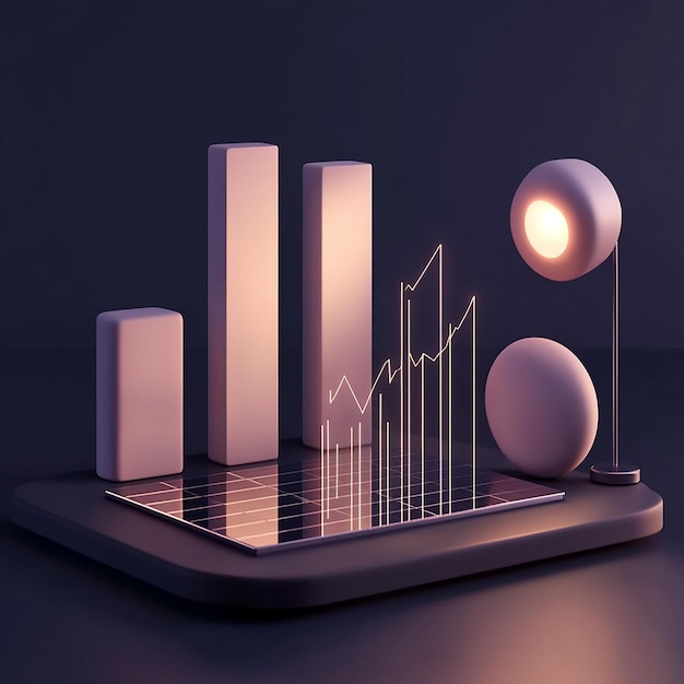 Photo a desk with a graph on it and a graph on it