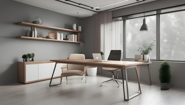 a desk with a laptop and a laptop on it