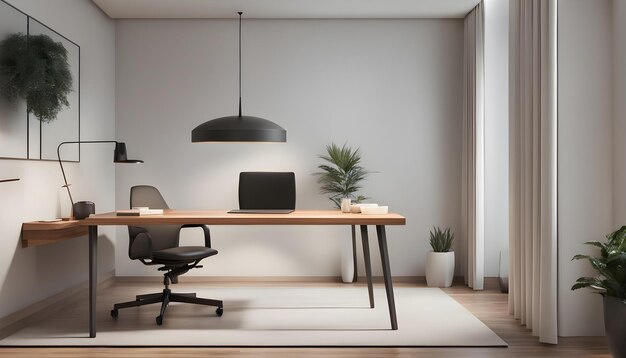 a desk with a tv and a potted plant on it