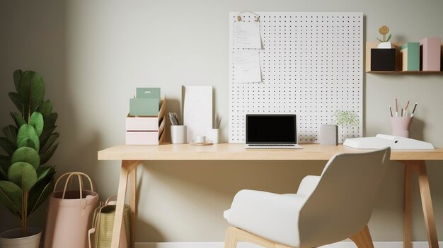 A desk with a white chair and a white chair with a book on it.