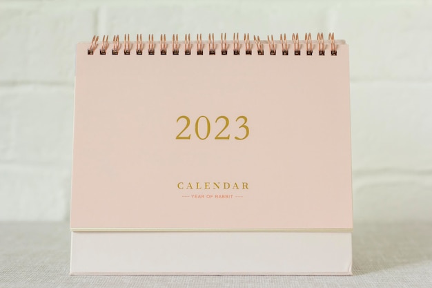 Desktop calendar for the new year 2023 on the table