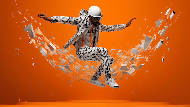 desktop wallpaper a guy wearing orange jumpsuit jumping through an orange space desktop wallpaper