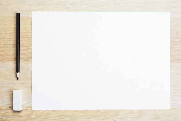 Photo desktop with white paper