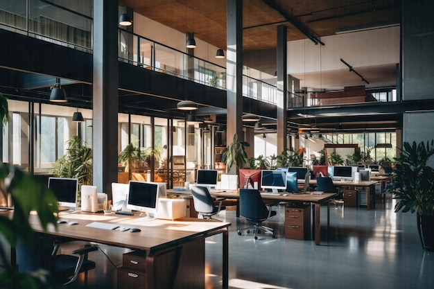 Desolate Coworking Space An Empty Workplace Emblematic of Remote Work Shift