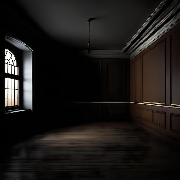 Desolate Haunted Interior Dark Empty Room by Night