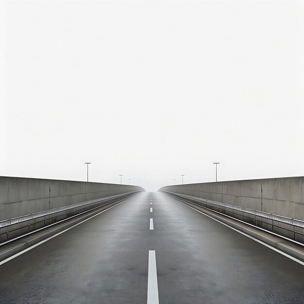 Photo desolate highway with foggy overcast conditions