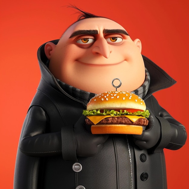 Despicable Me cartoon with hamburger template