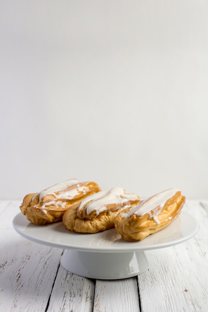 Dessert Eclair with whipped cream