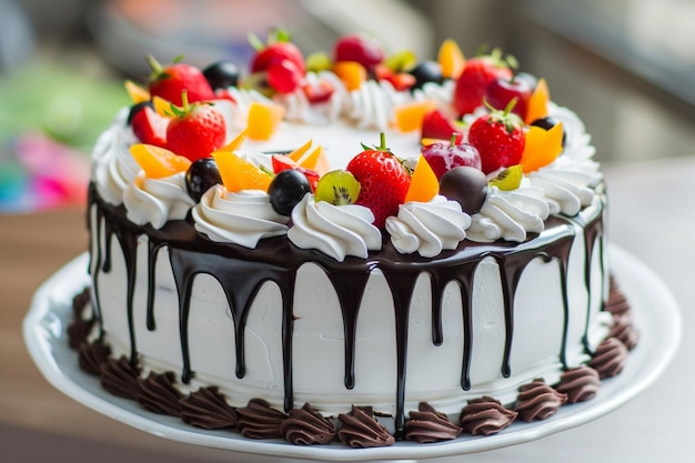 A dessert fruit cake with chocolate