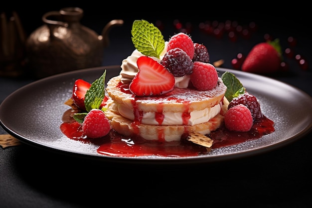 Dessert Garnished With Strawberries