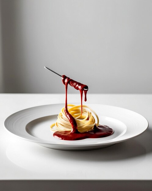 Photo a dessert plate with a knife on it and a knife in the middle