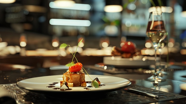 a dessert plate with strawberries and chocolate on it